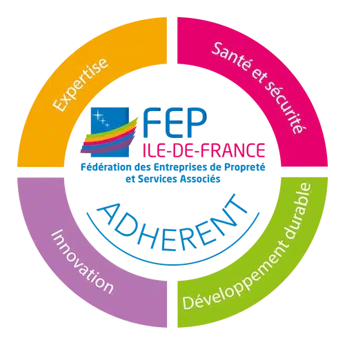 Logo d'adhérent de la Fédération des Entreprises de Propreté et Services associés (FEP) en Île-de-France.